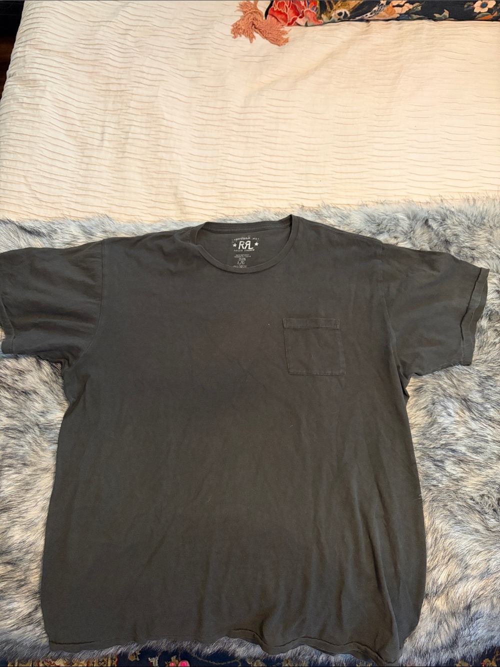 Ralph Lauren Double RL Black Crewneck Pocket Tee